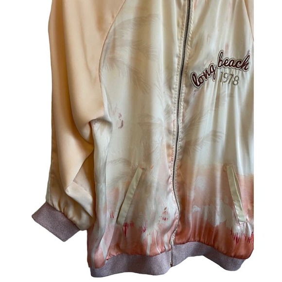 Zara W/B Collection satinn women's watercolor bomber jacket. - Picture 5 of 9